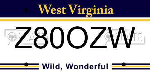 Z80OZW West Virginia License Plate