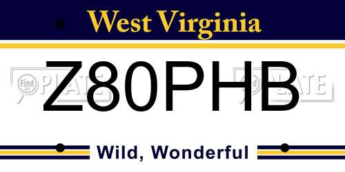 Z80PHB West Virginia License Plate