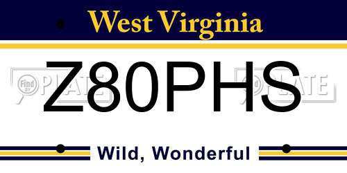 Z80PHS West Virginia License Plate