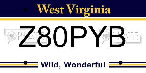 Z80PYB West Virginia License Plate