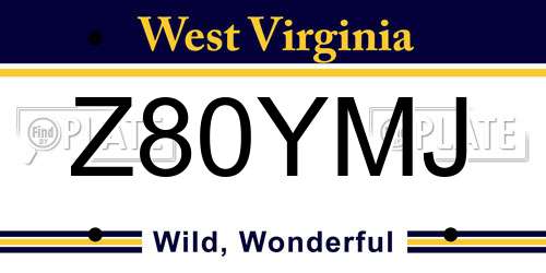 Z80YMJ West Virginia License Plate