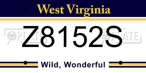 Z8152S West Virginia License Plate