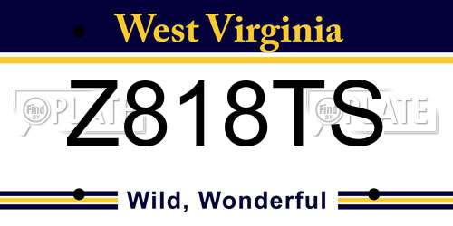 Z818TS West Virginia License Plate