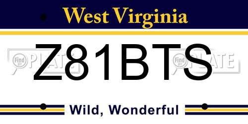 Z81BTS West Virginia License Plate