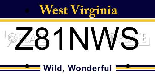 Z81NWS West Virginia License Plate