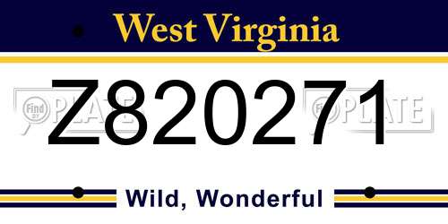 Z820271 West Virginia License Plate