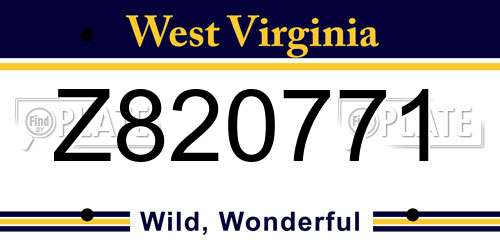 Z820771 West Virginia License Plate
