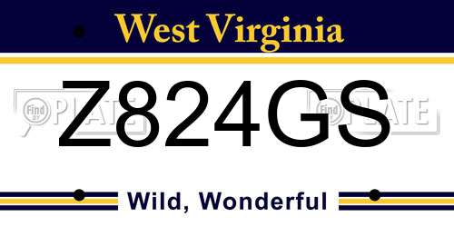 Z824GS West Virginia License Plate