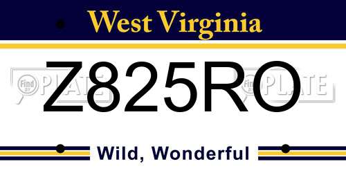 Z825RO West Virginia License Plate