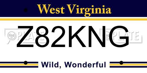 Z82KNG West Virginia License Plate