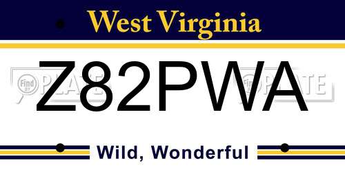 Z82PWA West Virginia License Plate