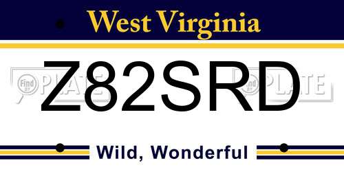 Z82SRD West Virginia License Plate