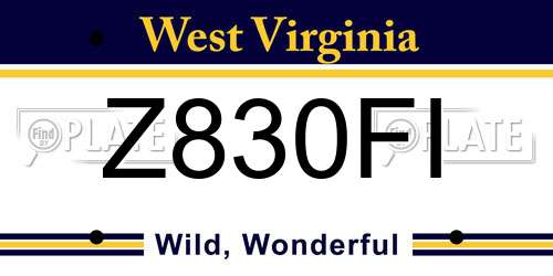 Z830FI West Virginia License Plate