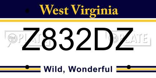 Z832DZ West Virginia License Plate