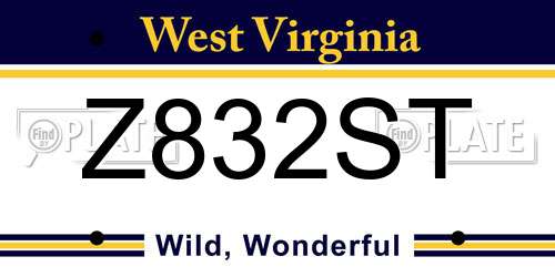 Z832ST West Virginia License Plate