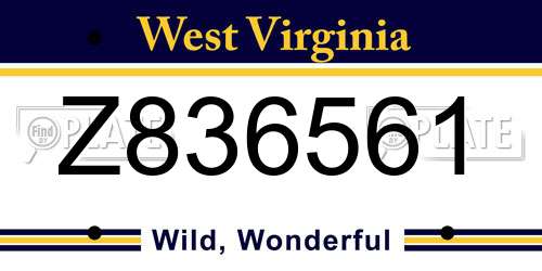 Z836561 West Virginia License Plate