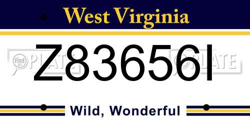 Z83656I West Virginia License Plate