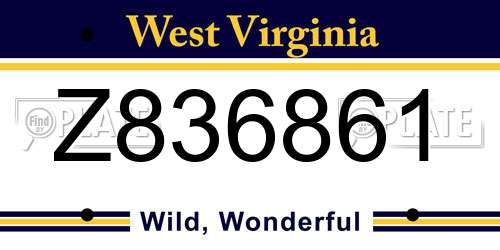 Z836861 West Virginia License Plate