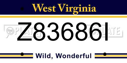 Z83686I West Virginia License Plate