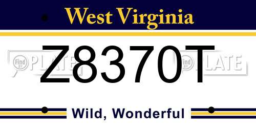Z8370T West Virginia License Plate