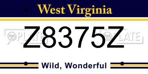 Z8375Z West Virginia License Plate
