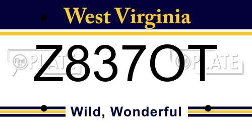 Z837OT West Virginia License Plate