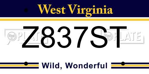 Z837ST West Virginia License Plate