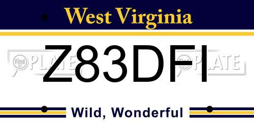 Z83DFI West Virginia License Plate