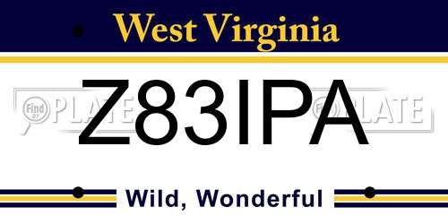 Z83IPA West Virginia License Plate