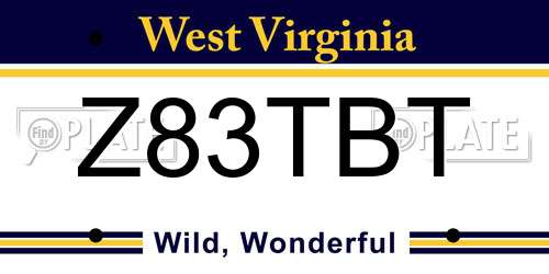 Z83TBT West Virginia License Plate