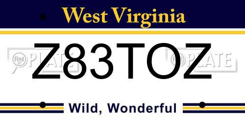Z83TOZ West Virginia License Plate