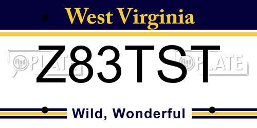Z83TST West Virginia License Plate
