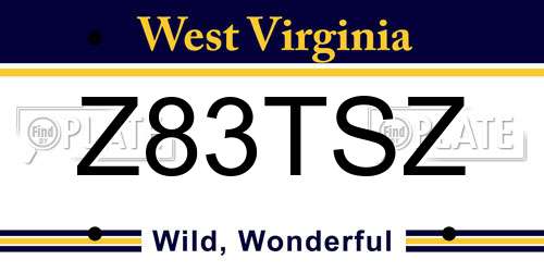 Z83TSZ West Virginia License Plate