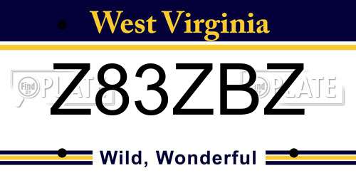 Z83ZBZ West Virginia License Plate