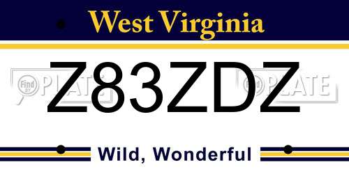 Z83ZDZ West Virginia License Plate