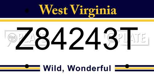 Z84243T West Virginia License Plate