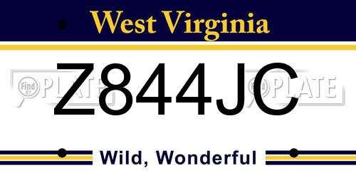 Z844JC West Virginia License Plate