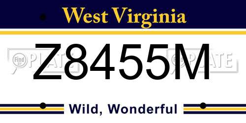 Z8455M West Virginia License Plate