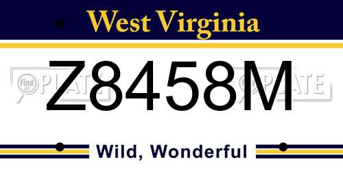 Z8458M West Virginia License Plate