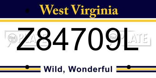 Z84709L West Virginia License Plate