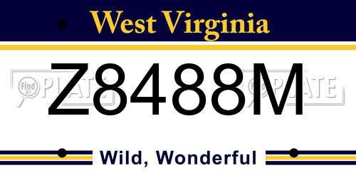 Z8488M West Virginia License Plate