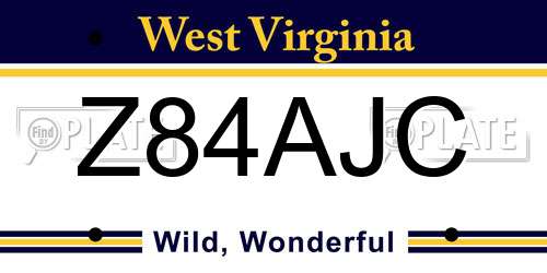 Z84AJC West Virginia License Plate
