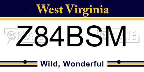 Z84BSM West Virginia License Plate