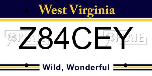 Z84CEY West Virginia License Plate
