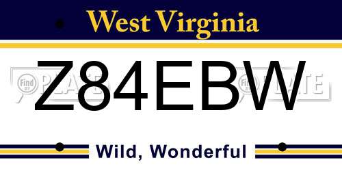 Z84EBW West Virginia License Plate