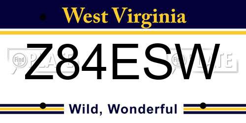Z84ESW West Virginia License Plate