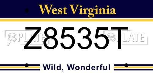 Z8535T West Virginia License Plate