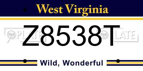 Z8538T West Virginia License Plate