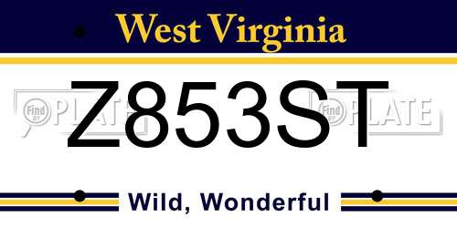 Z853ST West Virginia License Plate