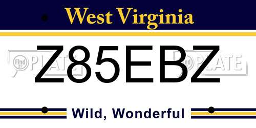 Z85EBZ West Virginia License Plate